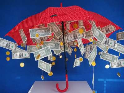 礼品 钱雨 美元雨 雨伞 礼物 礼物创意 硬币 似乎 硬钱 钱