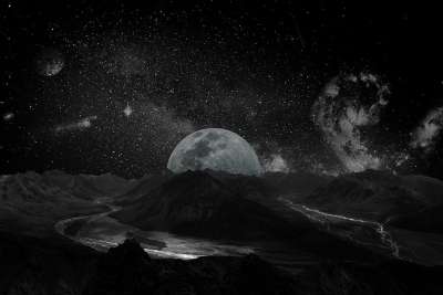 月亮 宇宙 空间 银河 星系 行星 星星 地球 梦幻的世界