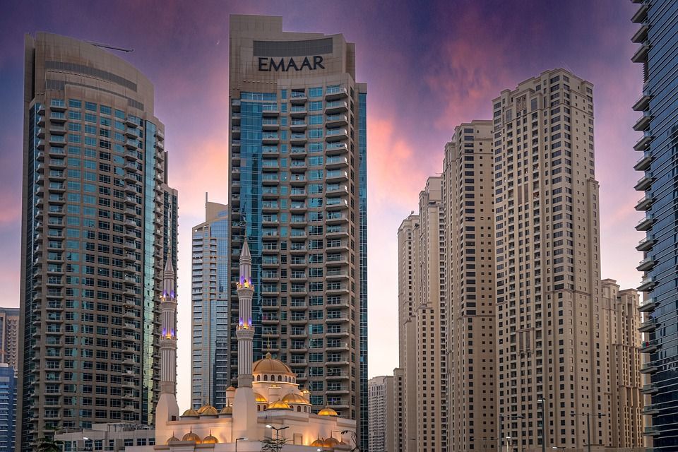 迪拜, 城市, 建筑物, 天际线, 摩天大楼, 高楼, 高层建筑, 城市景观