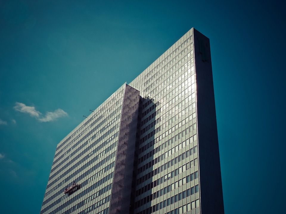 建造, 结构, 现代的, 摩天大楼, 玻璃窗, 杜塞尔多夫, 正面, 现代建筑