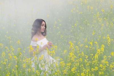 肖像 女孩 多雾路段 花朵 美丽 投标 亚洲人 日本人 薄雾