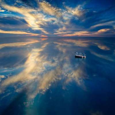 水 反思 水景 海景 平静的 冷静的 海 景观 天空 日落