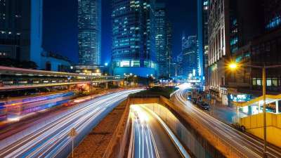 香港 城市 交通 灯 点亮 运动模糊 长期接触 城市的灯光