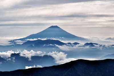 富士山 火山 剪影 云 山 景观 日本 旅游景点 感兴趣的地方