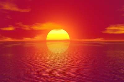 日落 海 地平线 太阳 天空 海洋 反射 镜像 水中倒影 黄昏