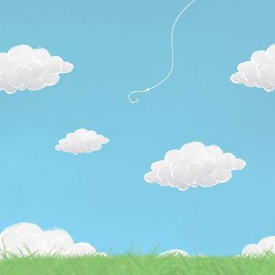 云 草 钩 渔杆 卡通片 绘画 幻想 创造力 画画 艺术
