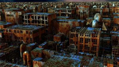 建造 废墟 老的 行业 抽象 反乌托邦 曼德球 3D 分形