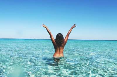 女士 裸照 海滩 海 清水 黑人妇女 幸福 地平线 海景 外海