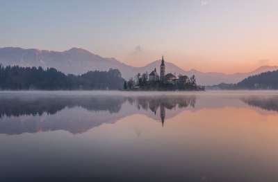 流血 冬天 湖 斯洛文尼亚 城堡 岛 阿尔卑斯山 景观 天空