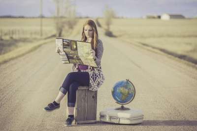 全球猪蹄 旅客 地球 地图 旅行 规划 等待 女性 女士 世界