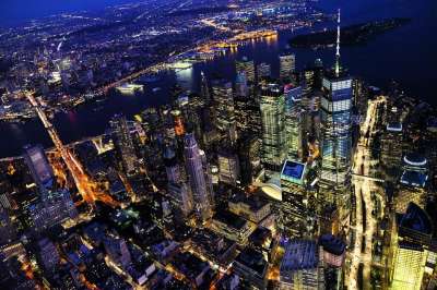 建筑物 城市 点亮 城市的灯光 天际线 鸟瞰图 鸟瞰视图