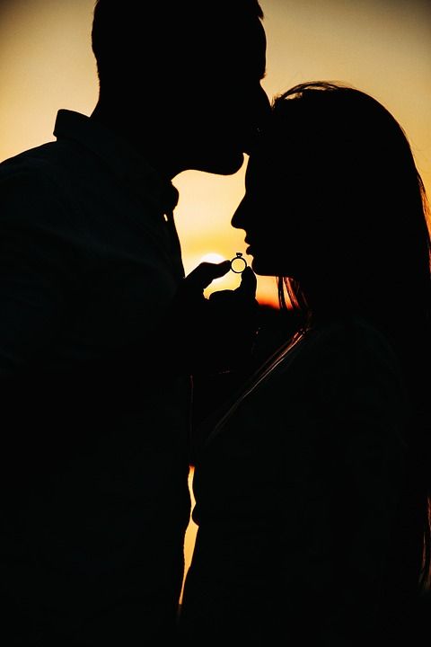 夫妻 吻 婚礼 轮廓 浪漫 刚刚结婚 幸福 关系 情侣 年轻