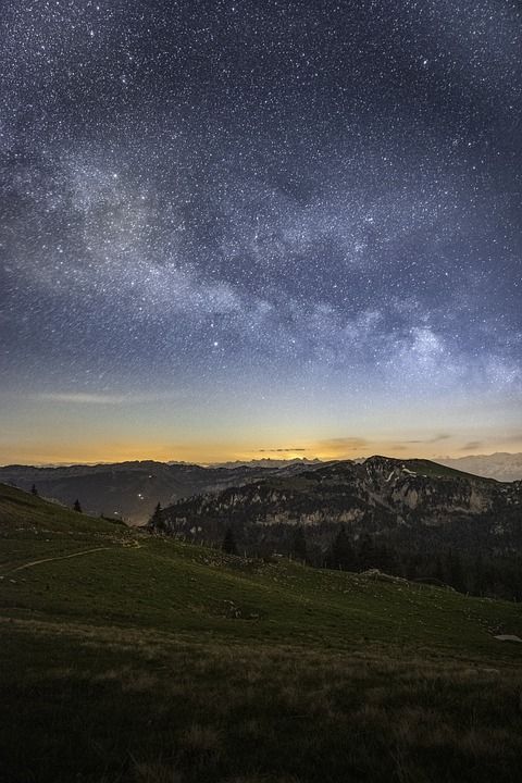 手机壁纸 星星 夜晚 天文摄影 自然 景观 天文 山 天空