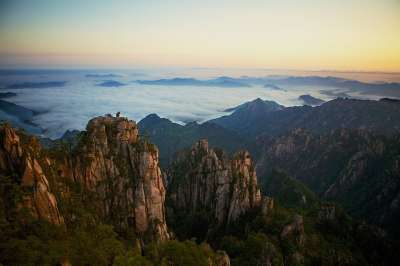 黄山 山脉 云海 地平线 多山 山地景观 景观 中国 旅行