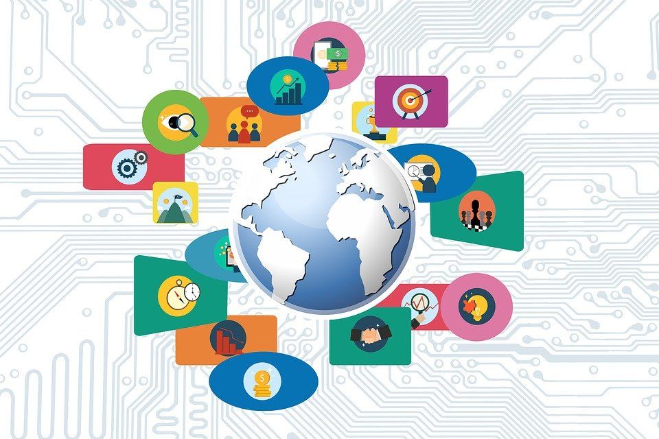 图标, 电路板, 网络, 智能家居, 世界, 地球, 印刷电路板, 操舵, 商业