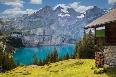 湖 山 小屋 山下湖 山间小屋 舱 建造 房子 高山
