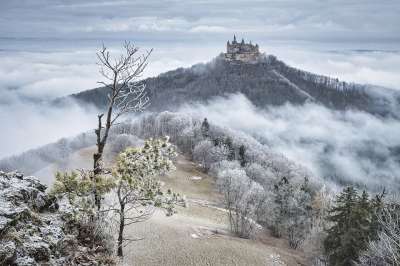 城堡 霜 冰冷的 Hohenzollern 德国 中世纪 历史的