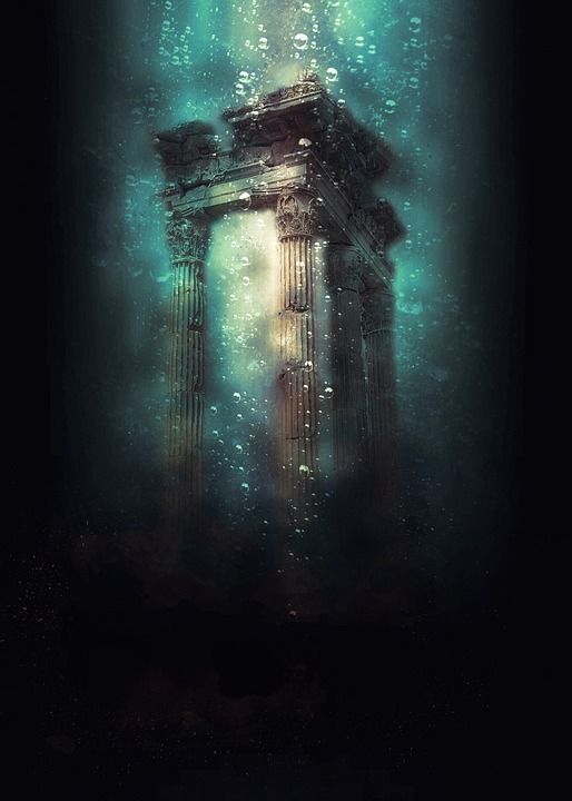 水下 幻想 神秘 数码创作 数字化操作 考古学 历史 古老的