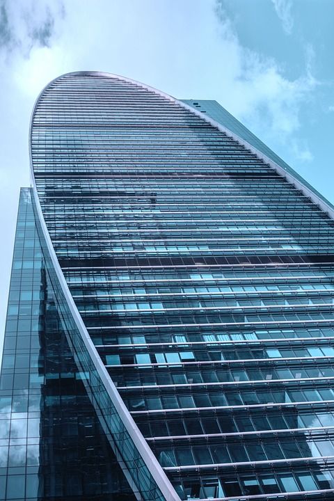 莫斯科市 摩天大楼 蓝色的 多层建筑 深蓝色的天空 天空 窗口