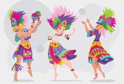 Sinulog 舞者 民族舞者 女孩们 传统的 衣服 服饰 狂欢