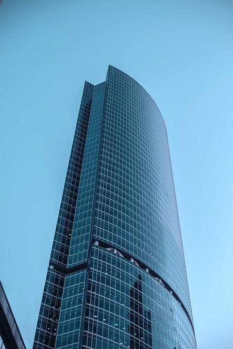 莫斯科市 摩天大楼 蓝色的 多层建筑 深蓝色的天空 天空 窗口