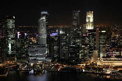 建筑物 天际线 城市的灯光 夜空 城市景观 摩天大楼 高层建筑