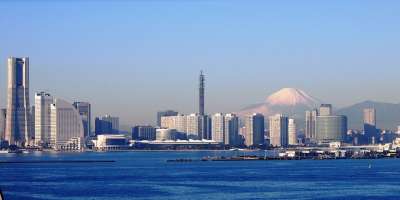富士山 横滨 海湾大桥 冬季 地标塔 高速公路 神奈川县 日本