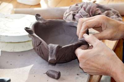 工艺品 陶 手 粘土 装饰风格 元素 工匠 工作 陶工 塑像