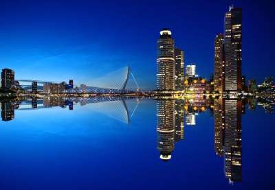 摩天大楼 桥 港口 天际线 现代的 伊拉斯谟桥 鹿特丹 结构