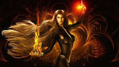 女士 女性 美丽 火 魔法 精神分裂 幻想 科幻 火小姐