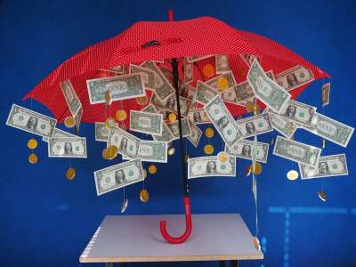 礼品 钱雨 美元雨 雨伞 礼物 礼物创意 硬币 似乎 硬钱 钱