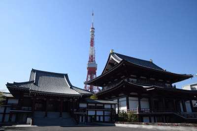 传统与科技 增上寺 东京 文化 宗教的 蓝色的技术 蓝色的文化