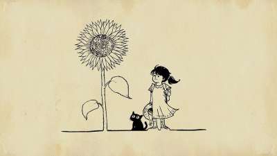 女孩 猫 花 童话故事 绘画 幻想 画画 卡通片