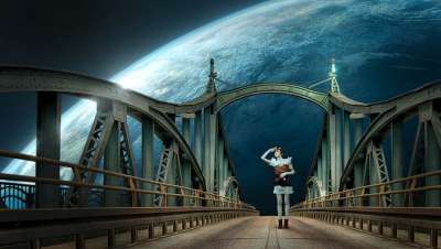 幻想 桥 行星 女士 超现实的 撰写 情绪 人类 女性 神秘