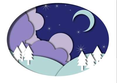 月亮 夜晚 景观 圣诞节 冬天 天空 星星 树木 云 自然