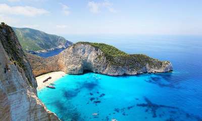 扎金索斯 希腊 沉船海滩 海岸 海滩 蓝色的 海 岩石 旅行