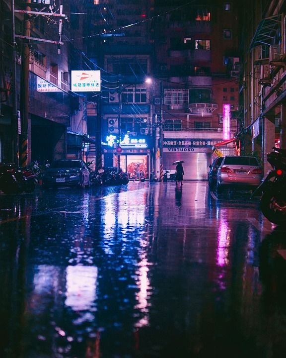 亚洲 雨 街道 照明 雨伞 水 旅行 城市 泰国 城市的