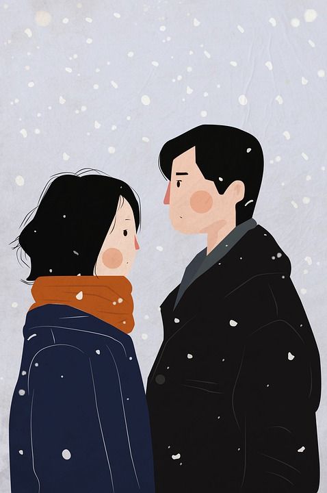 夫妻 雪 冬天 艺术品 寒冷的 图形 夫妻 夫妻 夫妻 夫妻