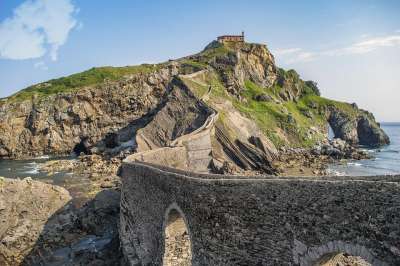小路 桥 海 结构 公报 加斯特卢加泰岛 景观 庵