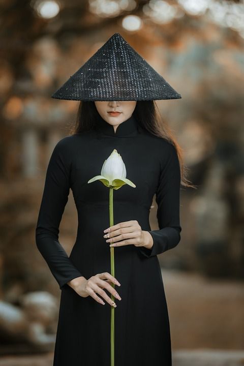 女士 时尚 模型 女孩 女性 姿势 Nón， 奥黛 锥形帽