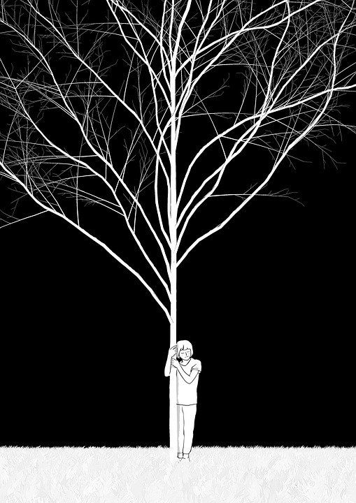 想象力 童话故事 创造力 插画师 绘画 女孩 树 夜晚 草原