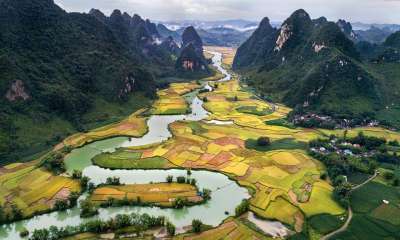 看法 景观 自然 越南 河 领域 山 多雾路段 稻田 户外