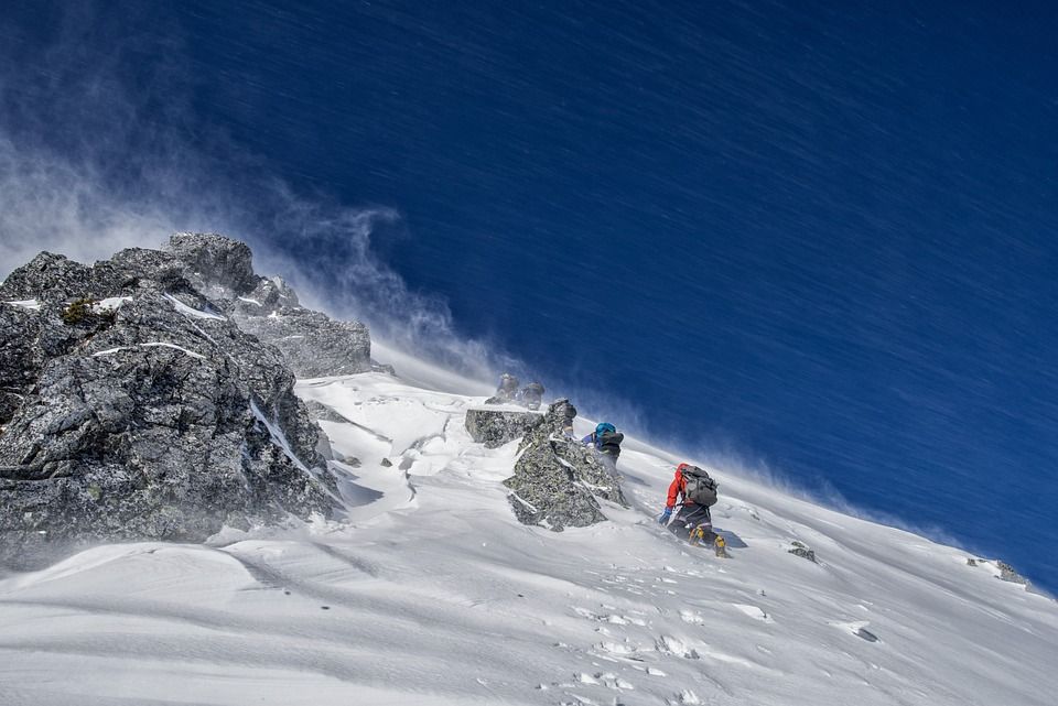 登山, 冬天, 人们, 山, 零下温度, 风, 雪, 顶峰, 极端, 5龙峰