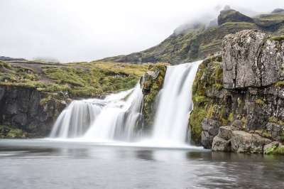 冰岛 瀑布 景观 水 Kirkjufellsfoss 户外 旅行