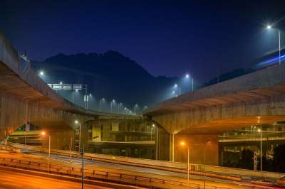 贵州春路立交桥 城市 夜晚 高速公路 运输系统 点亮 路 立交桥