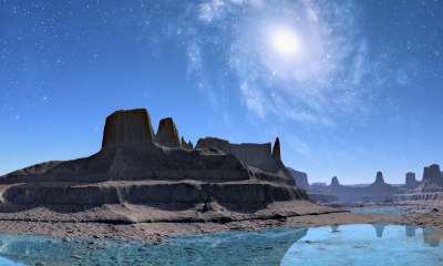 山 星系 湖 景观 星空 行星 空间 水 桌山 科幻小说