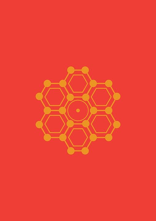 五角大楼 细胞 化学 黄色 图案 象征 现代的 装饰 结构体