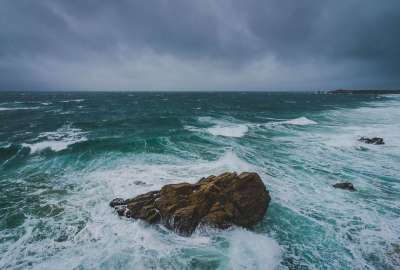 岩石 海洋 波浪 地平线 海岸 水 布列塔尼 法国 景观
