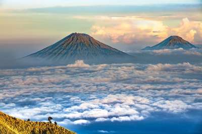 火山 自然 云 景观 观光 辛德罗山 萨宾山 爪哇岛 印度尼西亚