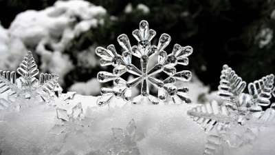 高清壁纸 雪花 星星 冬天 雪 光的反射 散景 白色的 霜